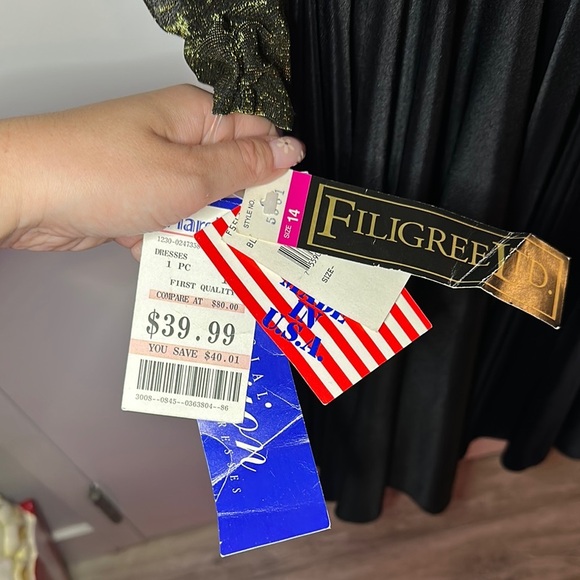 FILIGREE LTD | Vintage 80s Dynasty Glam Draped Sequins Elegant Black Maxi Dress - Picture 15 of 16